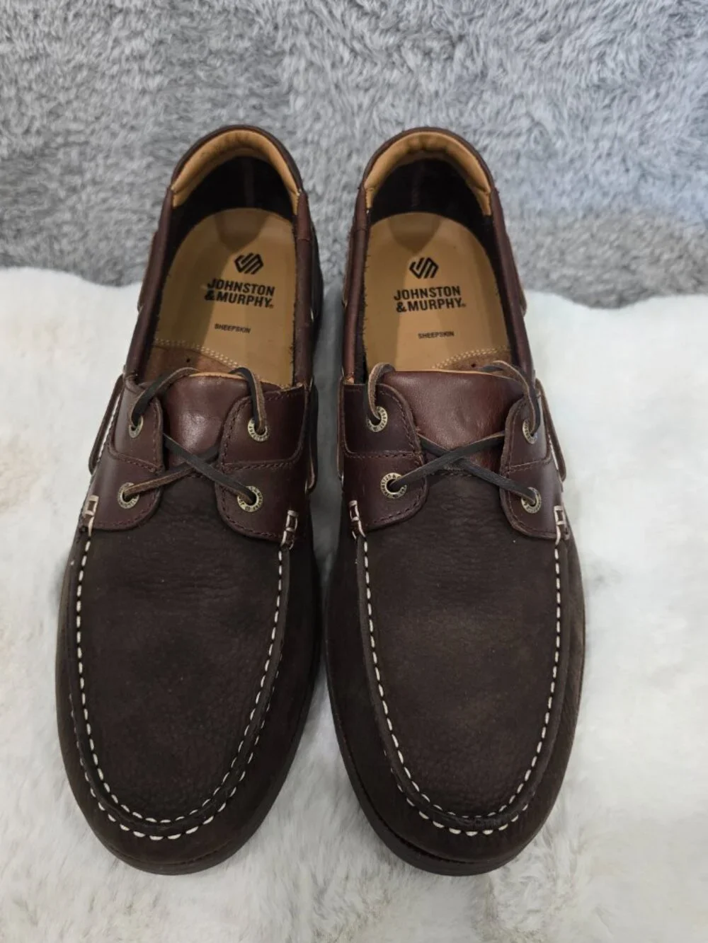 Johnston & Murphy Ventura 2-Eye Boat Shoe Dark Brown Mahogany Leather Sizes